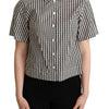 Dolce & Gabbana Elegant Black and White Patterned Cotton Polo