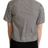 Dolce & Gabbana Elegant Black and White Patterned Cotton Polo