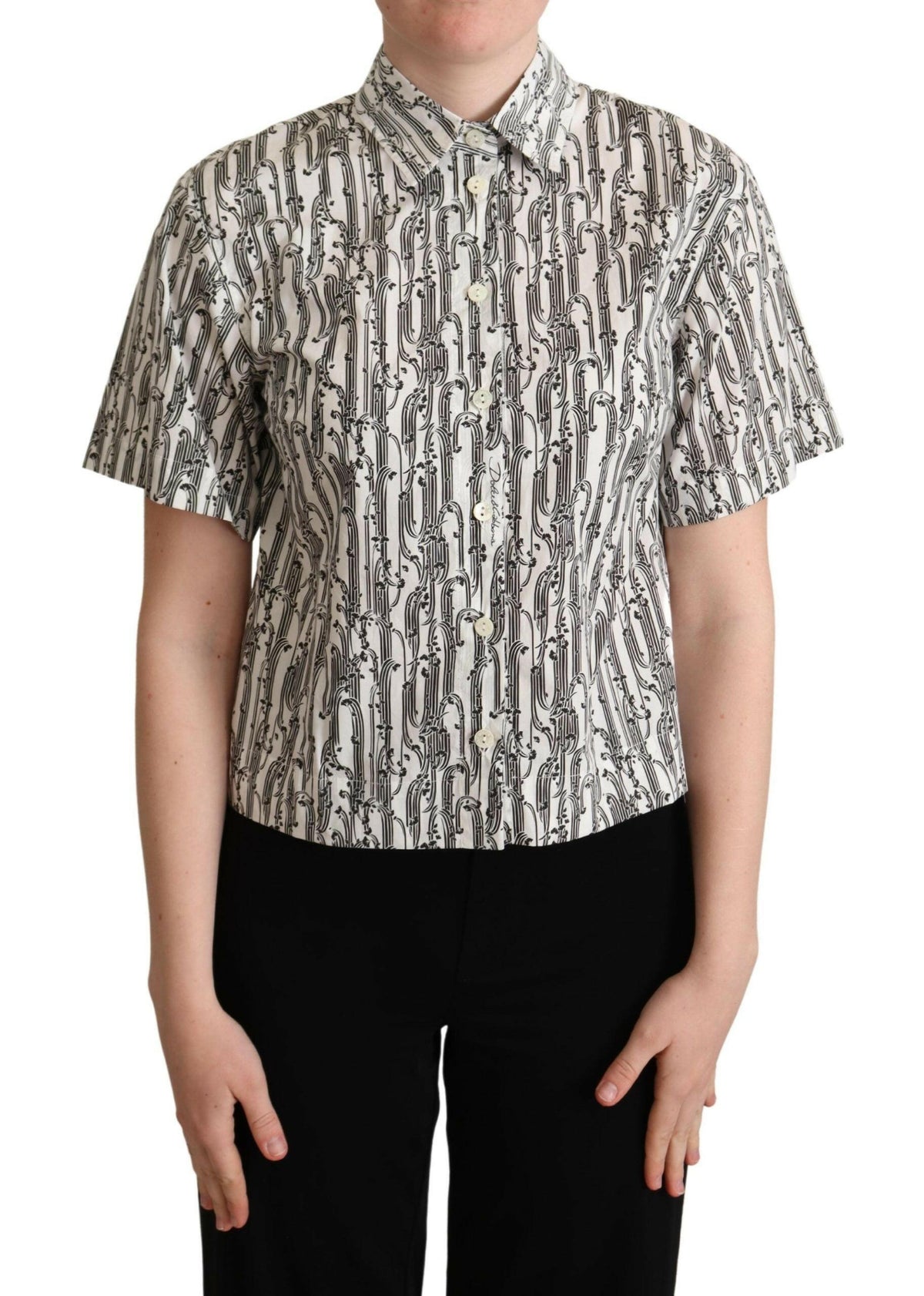 Elegant Floral Cotton Polo Top