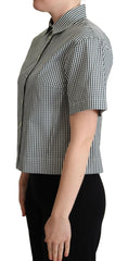 Elegant Checkered Cotton Polo Top