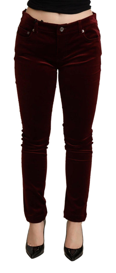 Dolce & Gabbana Exquisite Bordeaux Red Skinny Pants