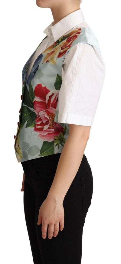 Dolce & Gabbana Elegant Floral Print Silk Waistcoat