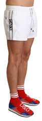 Elegant White KING Motive Swim Trunks