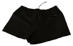 Elegant Black KING Motive Swim Trunks