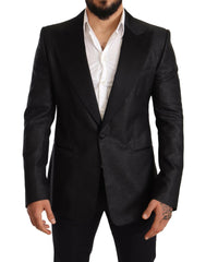 Dolce & Gabbana Elegant Black Metallic Slim Fit Blazer Jacket