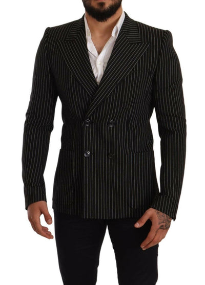 Dolce & Gabbana Elegant Striped Wool Blazer with Silk Lining