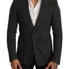 Dolce & Gabbana Elegant Black Striped Virgin Wool Blazer