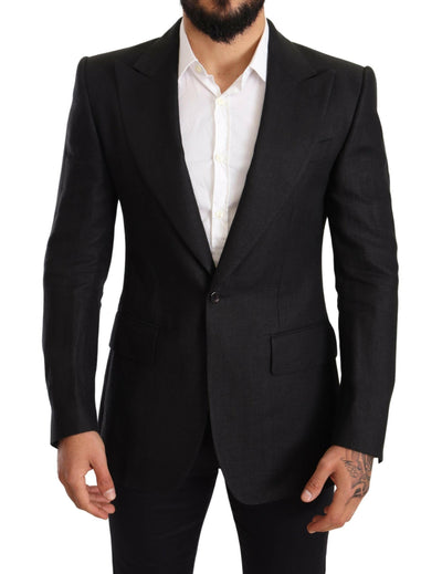 Dolce & Gabbana Elegant Slim Fit Black Linen Blazer