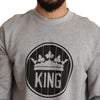 Dolce & Gabbana Regal Crown Cotton Sweater - Sophisticated Gray