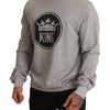 Dolce & Gabbana Regal Crown Cotton Sweater - Sophisticated Gray