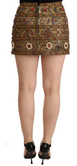 Gold Embellished High Waist Mini Skirt