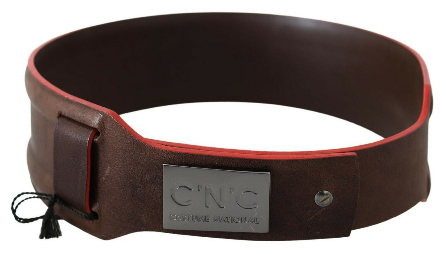 Costume National Elegant Dark Brown Leather Fashion Belt