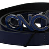 Costume National Sleek Dark Blue Leather Fashion Belt