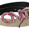 Costume National Beige Leather Fashion Belt with Logo Detail