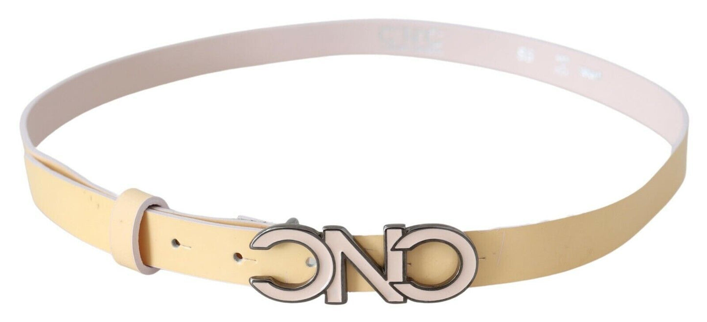 Costume National Chic Beige Logo Leather Belt