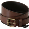 PLEIN SUD Chic Brown Leather Fashion Belt with Bronze-Tone Hardware