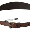 PLEIN SUD Chic Brown Leather Fashion Belt with Bronze-Tone Hardware