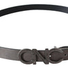 Costume National Metallic Gray Italian Leather Fashion Belt