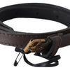 MILA SCHÖN Elegant Brown Leather Fashion Belt with Gold-Tone Buckle