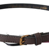 MILA SCHÖN Elegant Brown Leather Fashion Belt with Gold-Tone Buckle