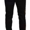 Dolce & Gabbana Heraldic Embroidered Slim Fit Black Jeans