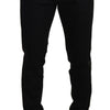 Dolce & Gabbana Heraldic Embroidered Slim Fit Black Jeans