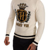 Dolce & Gabbana Elegant Snow-White Heraldic Cashmere Sweater