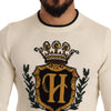 Dolce & Gabbana Elegant Snow-White Heraldic Cashmere Sweater