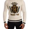 Dolce & Gabbana Elegant Snow-White Heraldic Cashmere Sweater