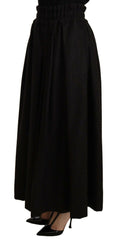 Elegant High Waist Maxi A-line Wool Skirt