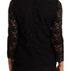 Dolce & Gabbana Elegant Black Floral Lace Long Sleeve Top