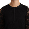 Dolce & Gabbana Elegant Black Floral Lace Long Sleeve Top