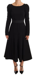 Dolce & Gabbana Elegant Black Stretch Sheath Mid-Calf Dress