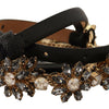 Dolce & Gabbana Elegant Crystal Daisy Chain Leather Belt