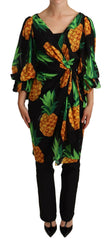 Dolce & Gabbana Vibrant Pineapple Draped Wrap Dress