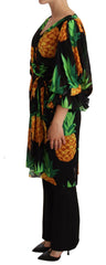 Dolce & Gabbana Vibrant Pineapple Draped Wrap Dress