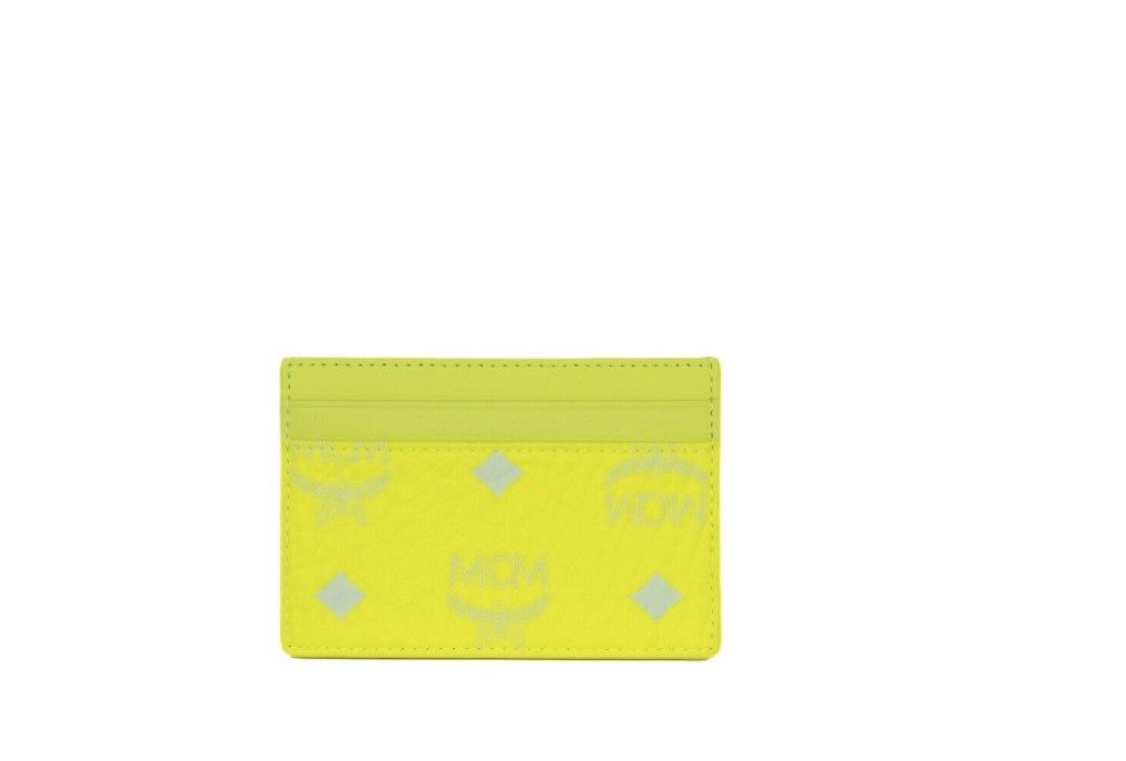 Spectrum Diamond Mini Neon Yellow Visetos Leather Card Case Holder Wallet