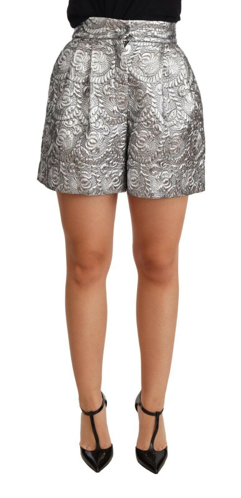 Chic Floral Brocade High Waist Mini Shorts