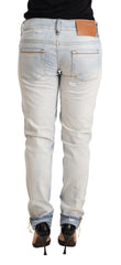 Chic Light-Blue Folded Hem Denim Jeans