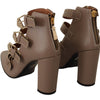 MY TWIN Elegant Leather Multi-Buckle Heels in Brown