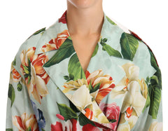 Dolce & Gabbana Elegant Floral Silk Trench Coat