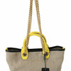 Dolce & Gabbana Beige Linen-Calf Tote with Gold Chain