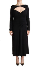 Elegant Black Nylon Stretch Maxi Dress