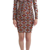 GF Ferre Chic Multicolor Cocktail V-Neck Dress