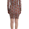 GF Ferre Chic Multicolor Cocktail V-Neck Dress