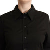 Dolce & Gabbana Elegant Black Cotton Blend Collared Top