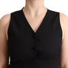 Dolce & Gabbana Elegant Black Vest Top with Button Detail