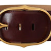 Dolce & Gabbana Elegant Brown Leather Belt with Gold Oval Buckle