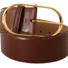 Dolce & Gabbana Elegant Brown Leather Belt with Gold Buckle