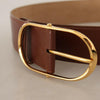 Dolce & Gabbana Elegant Brown Leather Belt with Gold Buckle